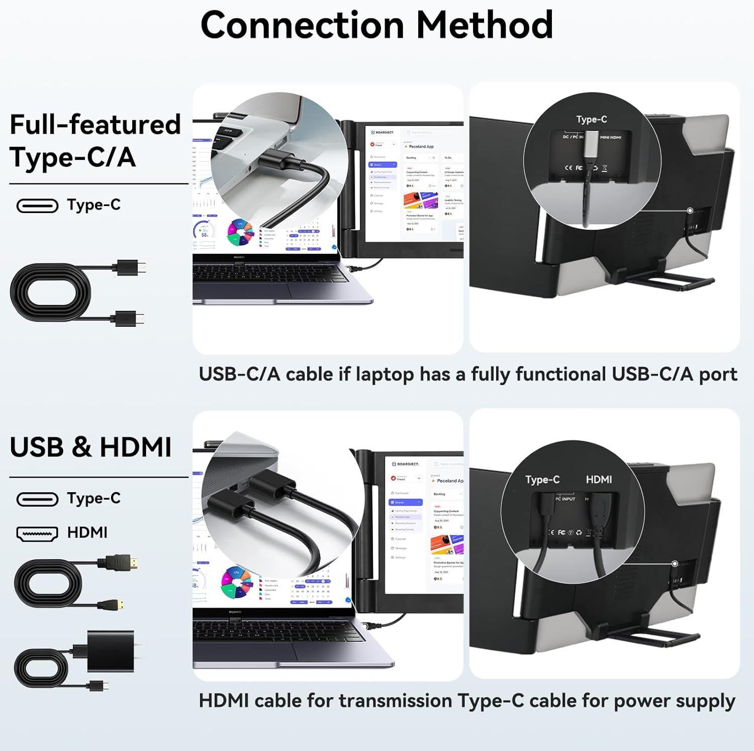 14 Inch 1080P IPS Laptop Screen Extender 280° Rotation Portable Monitor Plug-Play Dual Screen for 13-17.3" Windows Mac Android - Image 6