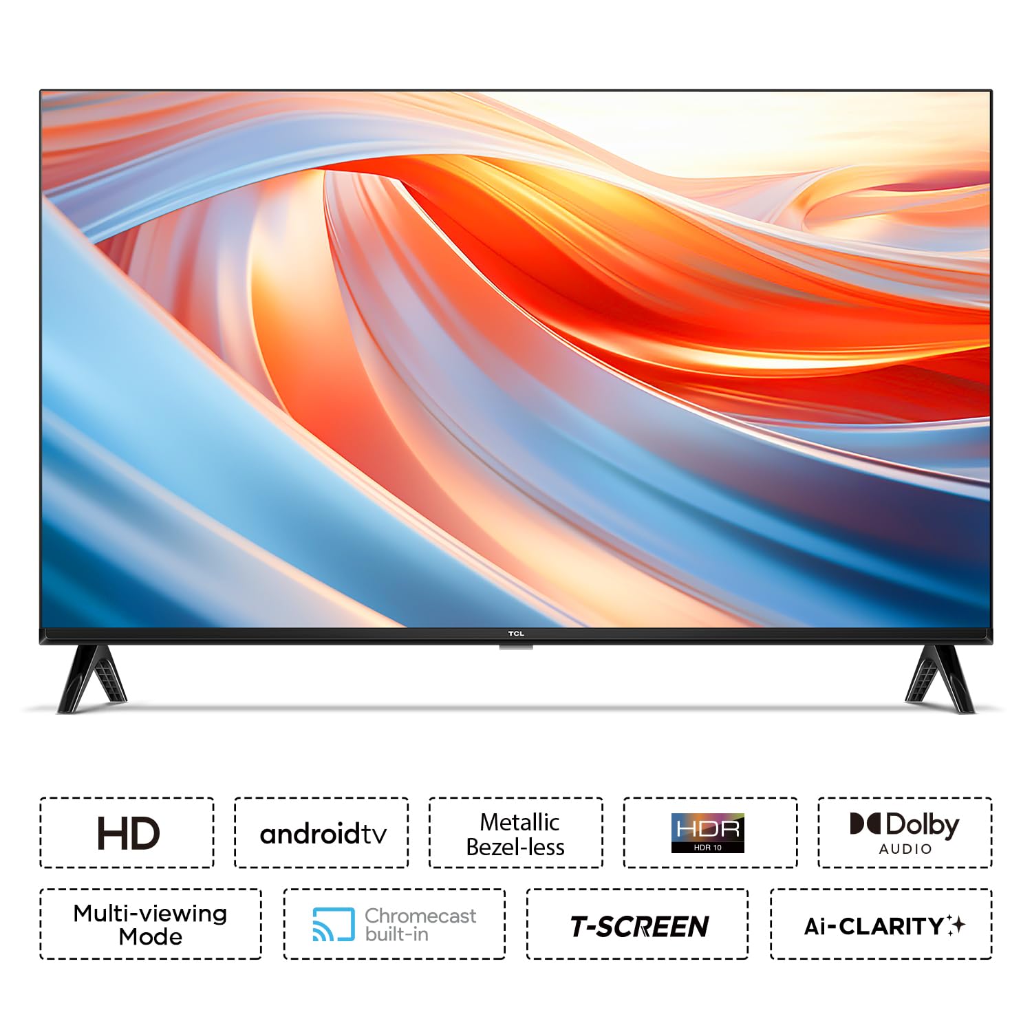 TCL 32 Inch HD Ready Metallic Bezel-Less Smart Android LED TV Black - Image 2