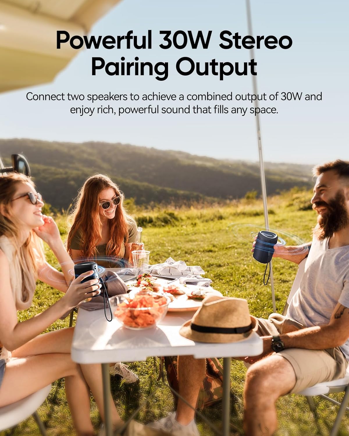 Portable Bluetooth Speaker with Lights, Crystal Clear Sound, IPX5 Waterproof, 20-Hour Playtime, Small Wireless Outdoor Speaker - Image 6