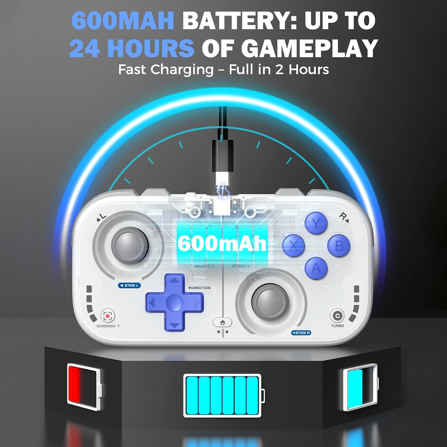 IINE Retro Pocket Wireless Game Controller Black Compact with Hall Effect Joysticks 1000Hz Polling Rate - Image 7