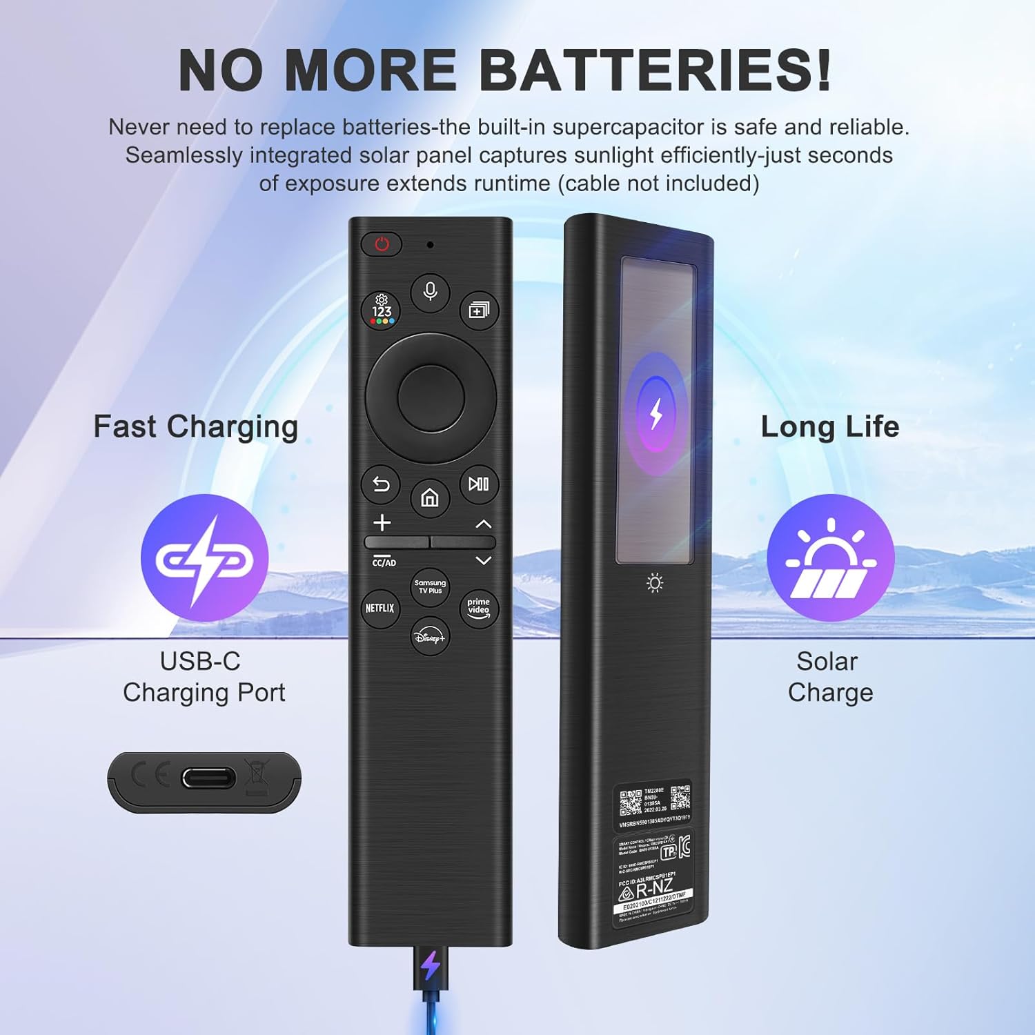Voice Solar Replacement Remote for Samsung Smart TV Frame Crystal UHD Neo QLED 4K 8K 2018-2024 - Image 6