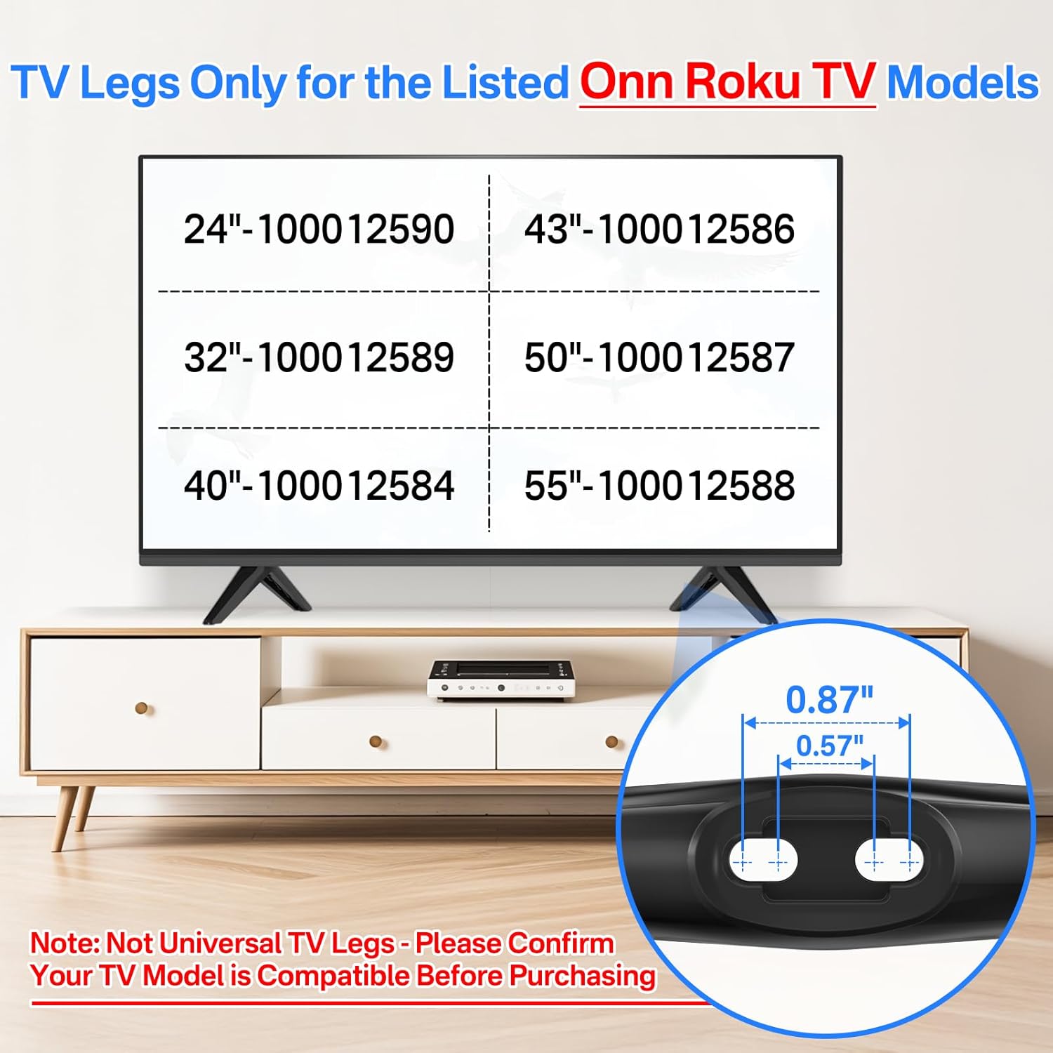 Replacement TV Stand Feet for Onn Roku TVs 24 to 55 Inch Models - Image 2