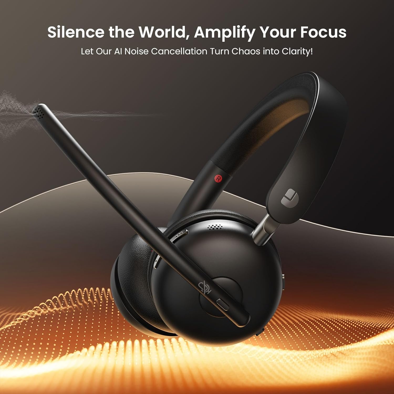 Dytole AI Noise Cancelling Bluetooth 5.3 Wireless Headset with Mic, 65H Battery, USB Dongle for PC, Call Center, Computer, Laptop, Teams - Image 2