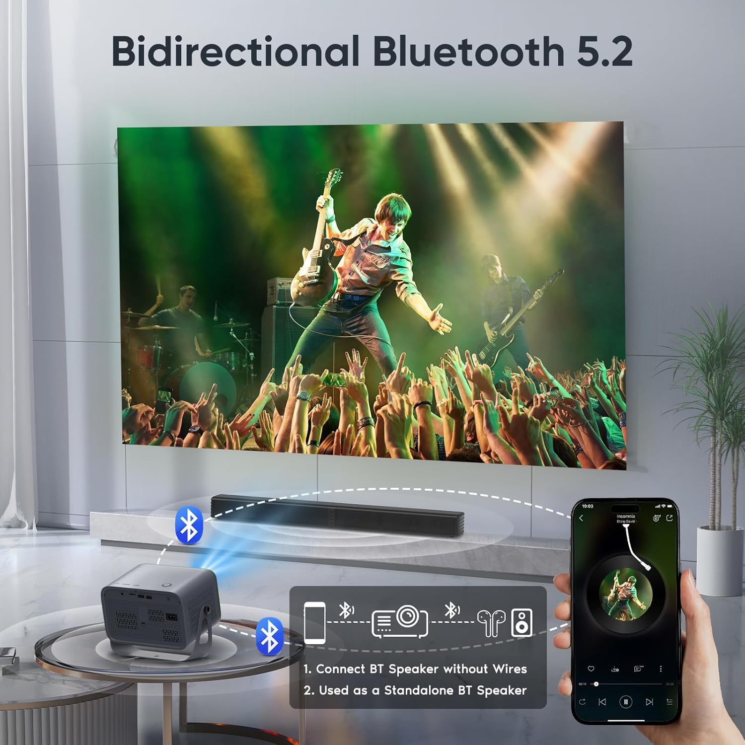 4K WiFi Bluetooth Outdoor Movie Projector 360° Rotatable with Auto Focus, Keystone, and Zoom - Image 4