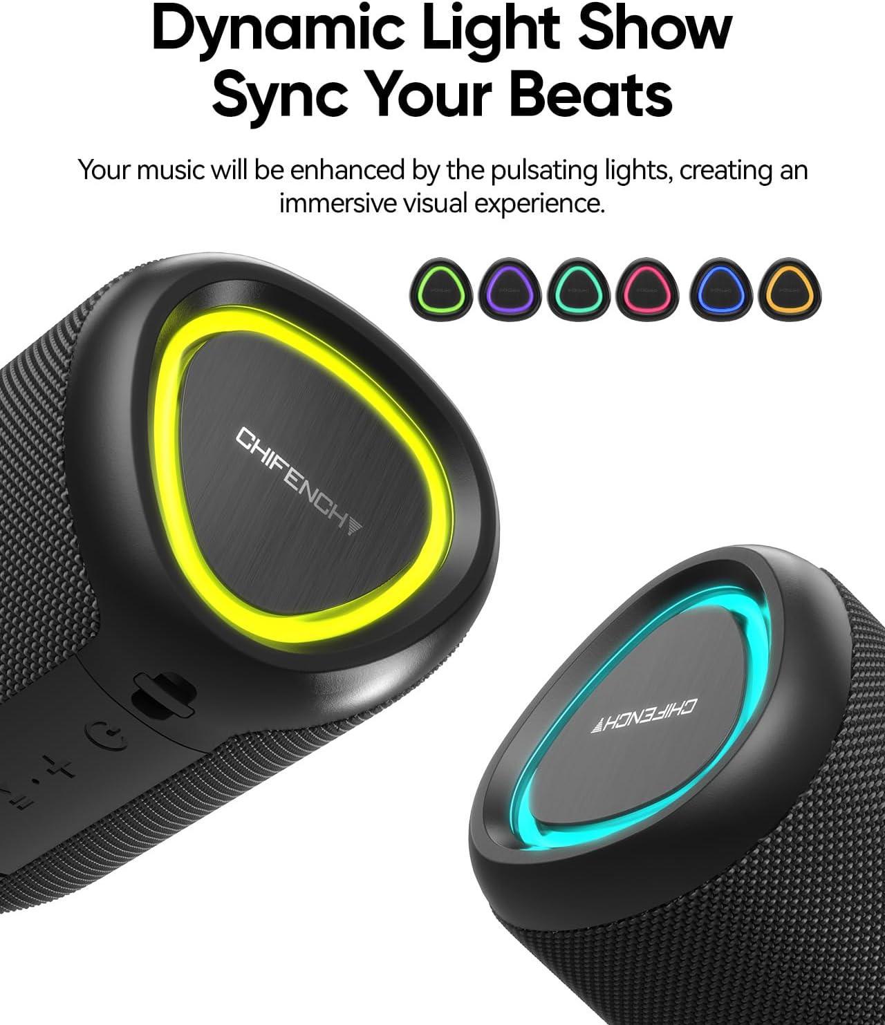 Portable Bluetooth Speaker with Lights, Crystal Clear Sound, IPX5 Waterproof, 20-Hour Playtime, Small Wireless Outdoor Speaker - Image 3