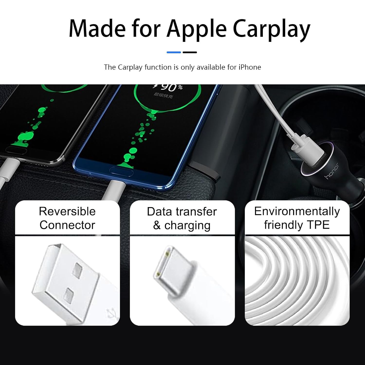 3 Pack 15ft iPhone 16 15 Carplay USB C Fast Charging Data Cables for TV Remote iPad - Image 3
