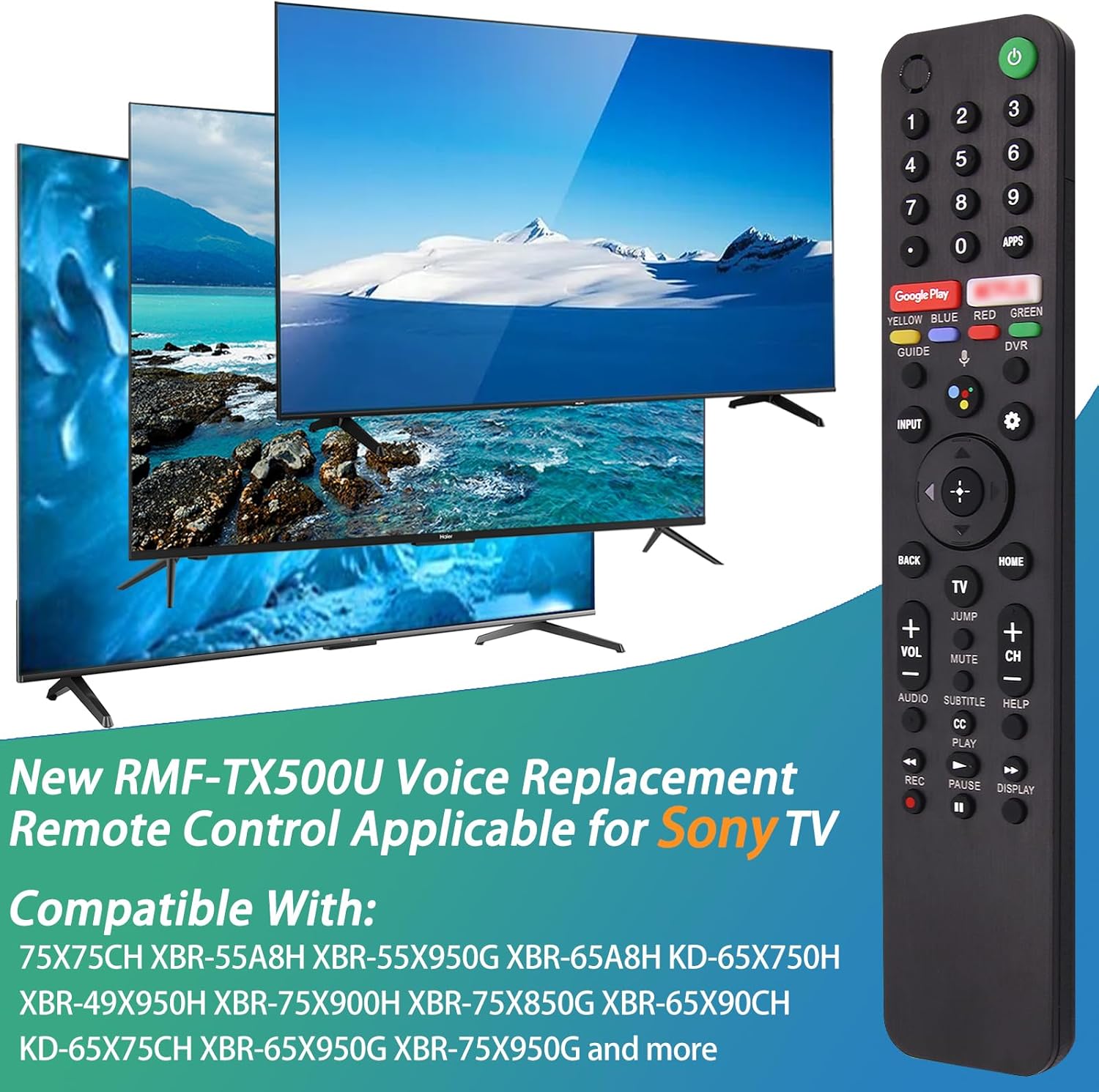 Sony RMF-TX500U Voice Command Remote Control for XR/XBR/KD Series Smart TVs - Image 2