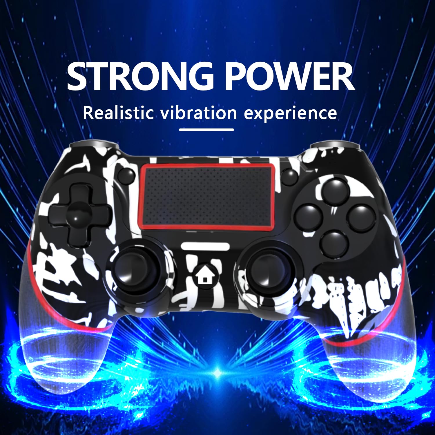 SZYUYU Wireless Controller for PS4 Slim Pro PC Black Skull 3.5mm Audio Jack Six Axis - Image 3