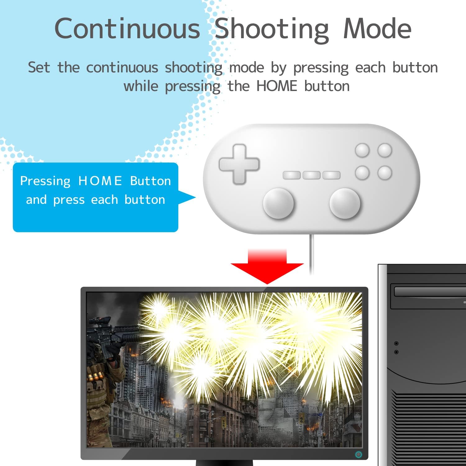 Wii Classic Controller Pro and Classic Controller Adapter for Windows PC 39 inch Cable White - Image 4