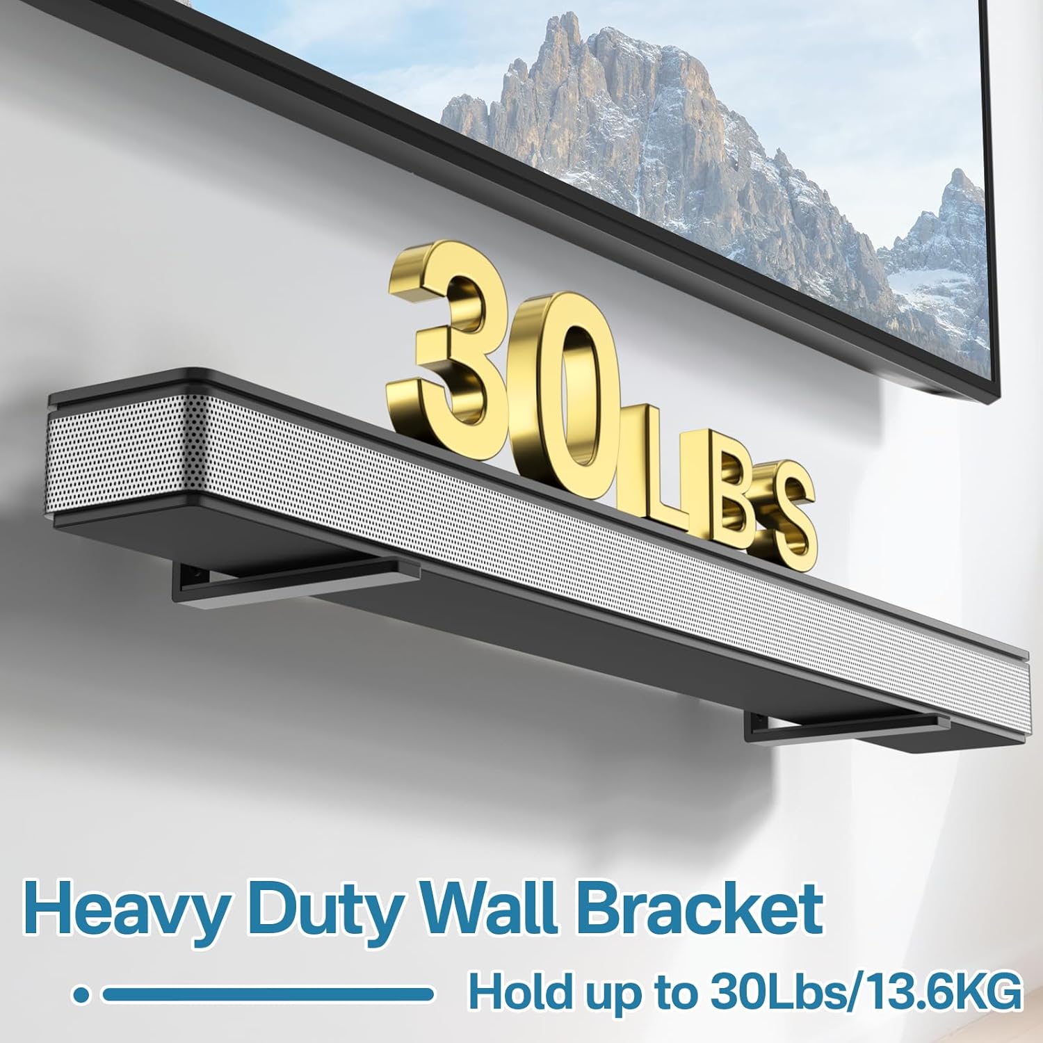 Notiela Under TV Soundbar Mount Shelf for Samsung Bose Sony Vizio LG Roku Dolby Atmos Up to 30lbs - Image 4