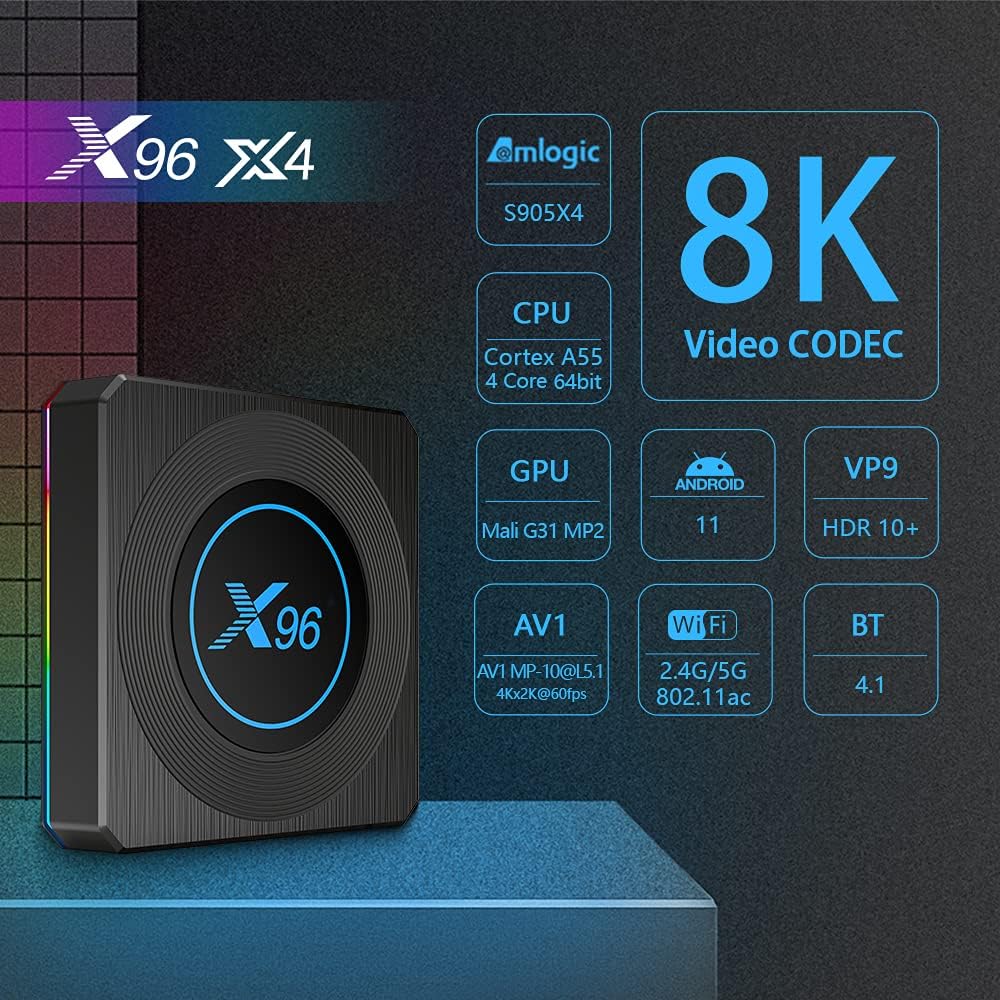 X96X4 Android 11 TV Box 4GB RAM 32GB ROM Amlogic S905X4 Quad Core 2.4G/5G WiFi - Image 2