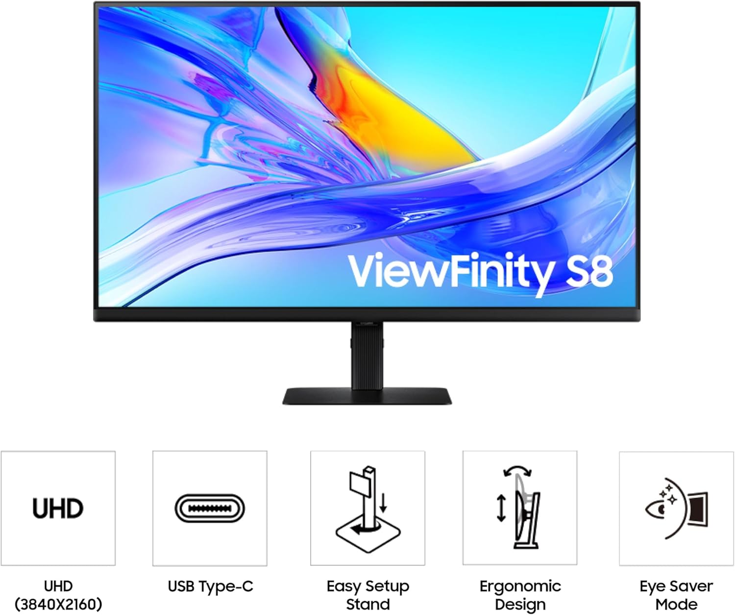 Samsung ViewFinity S8 32-inch 4K UHD IPS HDR10 Monitor with USB-C and KVM Switch - Image 2