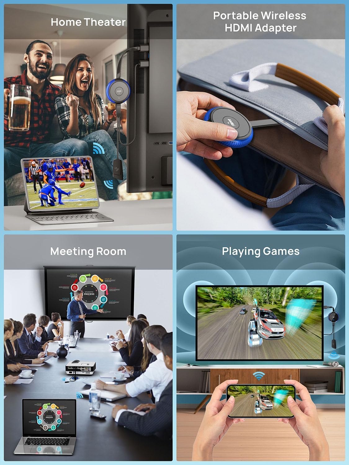 TIMBOOTECH 5G 4K@30Hz Wireless HDMI Display Adapter Blue for Screen Mirroring from Mobile and PC to TV - Image 9