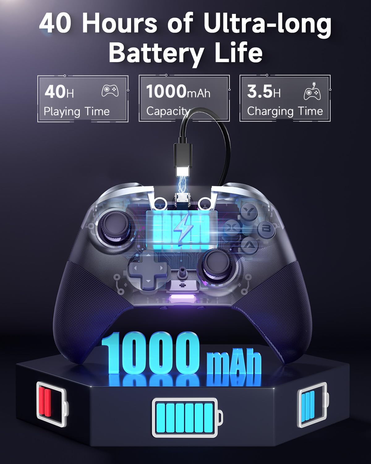 EasySMX X10 Wireless PC Controller White Faceplate Bluetooth for PC Switch Steam Android TV - Image 6