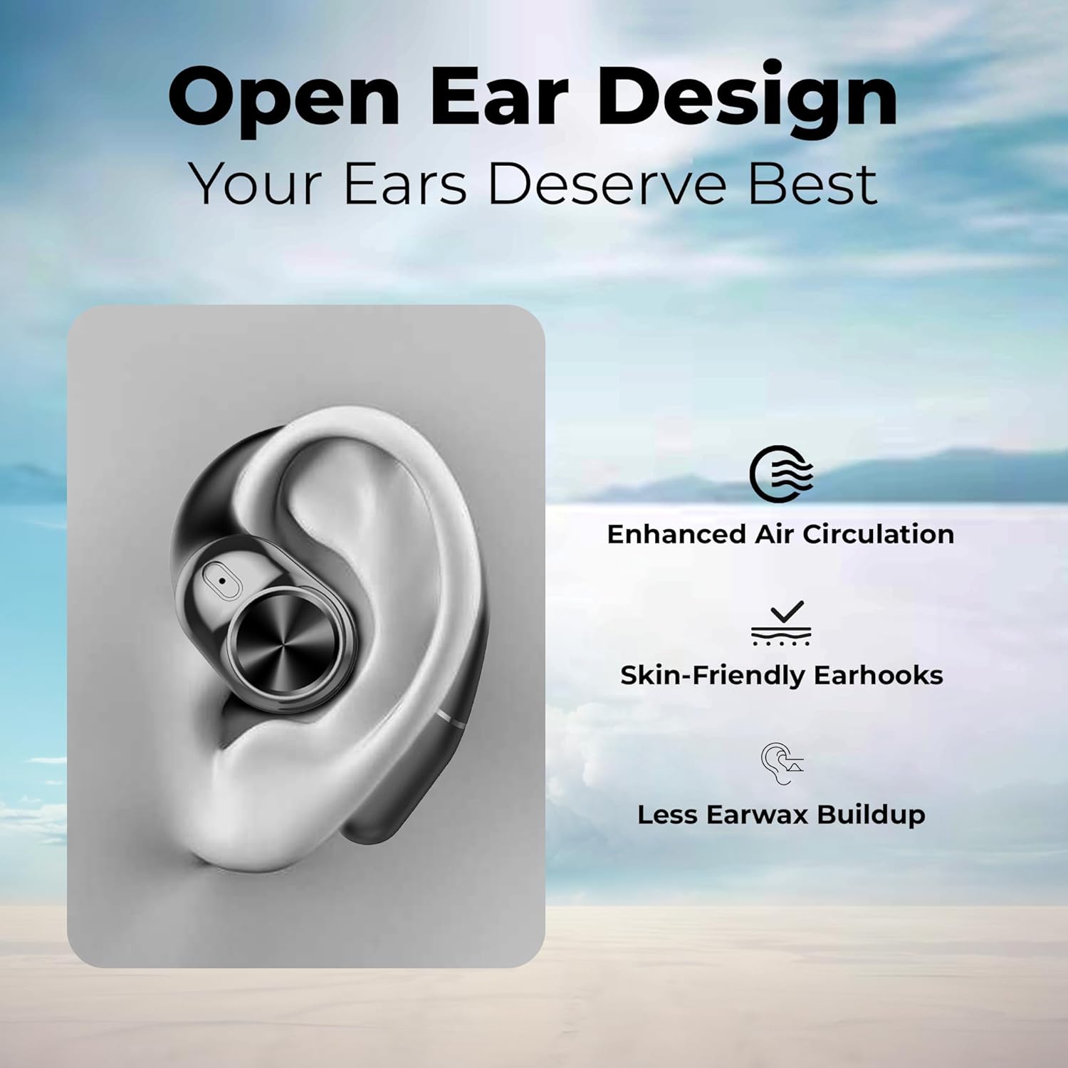 truke Buds Infinity Open Ear Wireless Earbuds 70 Hours Playtime Jet Black Quad Mic PureVoice ENC - Image 7