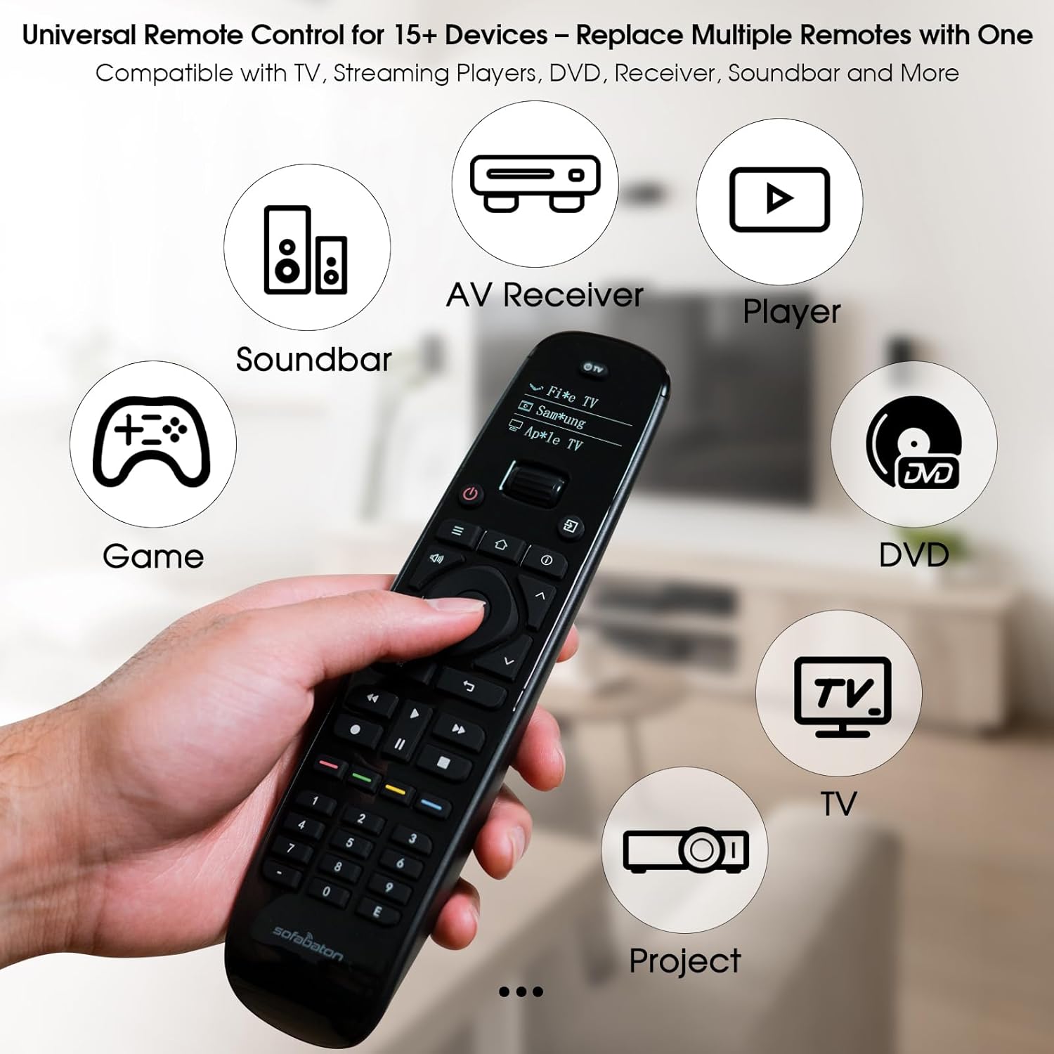 SofaBaton U2 Backlit Universal Remote Control for TV Soundbar DVD Blu-ray Projector and More - Image 2