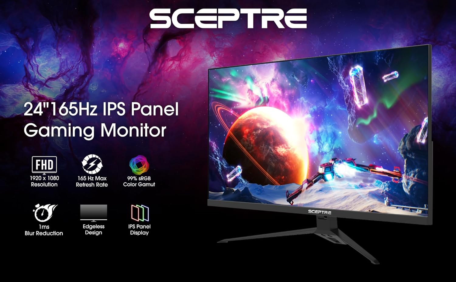 Sceptre 24-inch Full HD 165Hz FreeSync Gaming Monitor Machine Black 2020 - Image 6