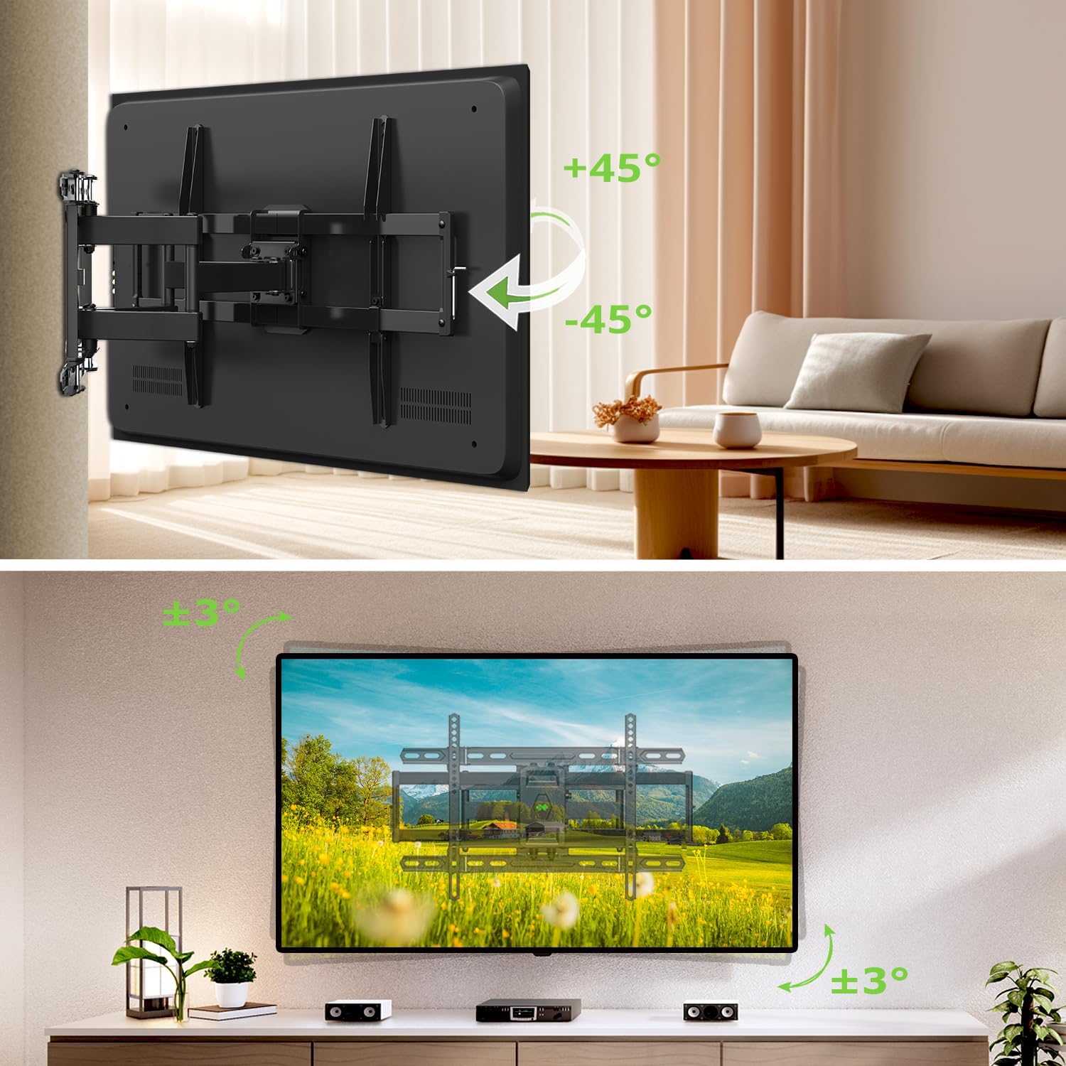USX MOUNT UL Listed Full Motion Swivel Tilt Extension TV Wall Mount for 42-85 inch TVs, 110lbs Capacity - Image 4