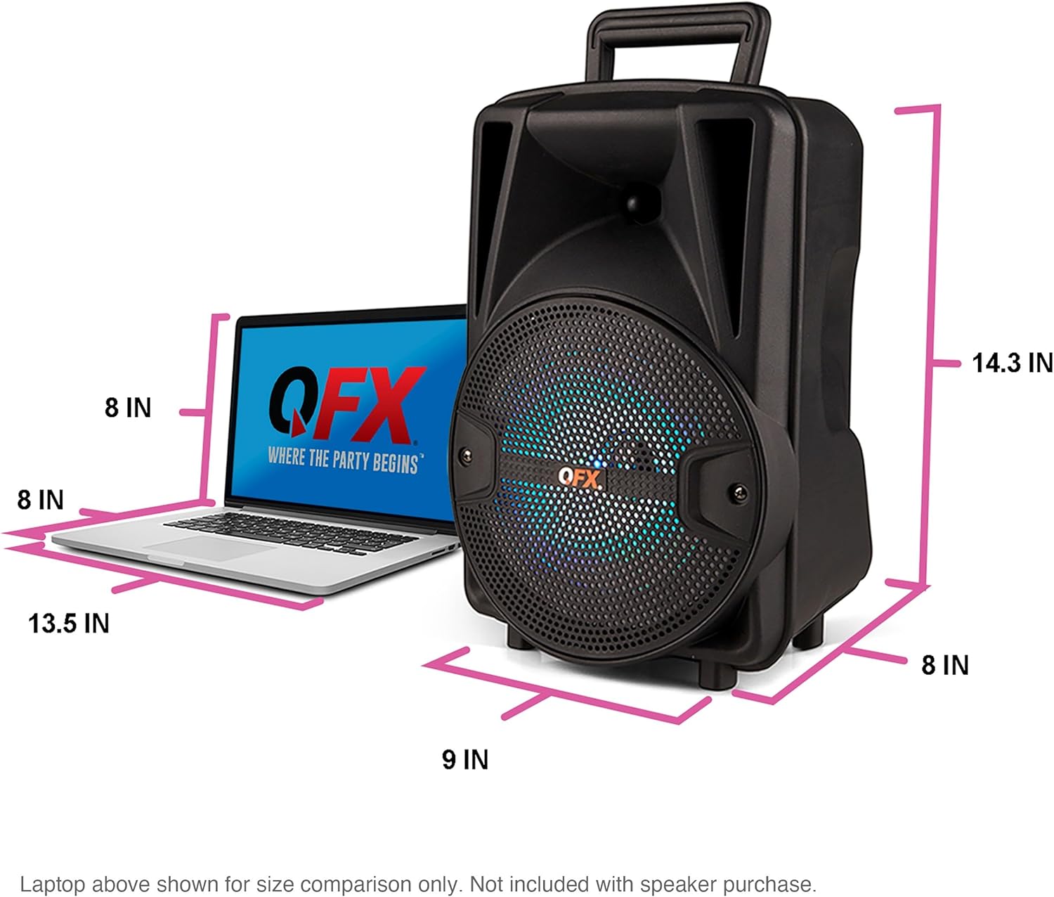 QFX PBX-800TWS 8-Inch TWS Bluetooth Stereo PA System with 2 Speakers, 2 Mics, 2 Stands - Image 3