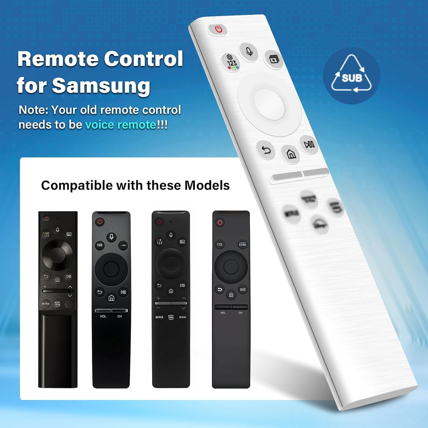 White BN59-01391A Solar Voice Remote Replacement for Samsung Smart TV USB-C - Image 4