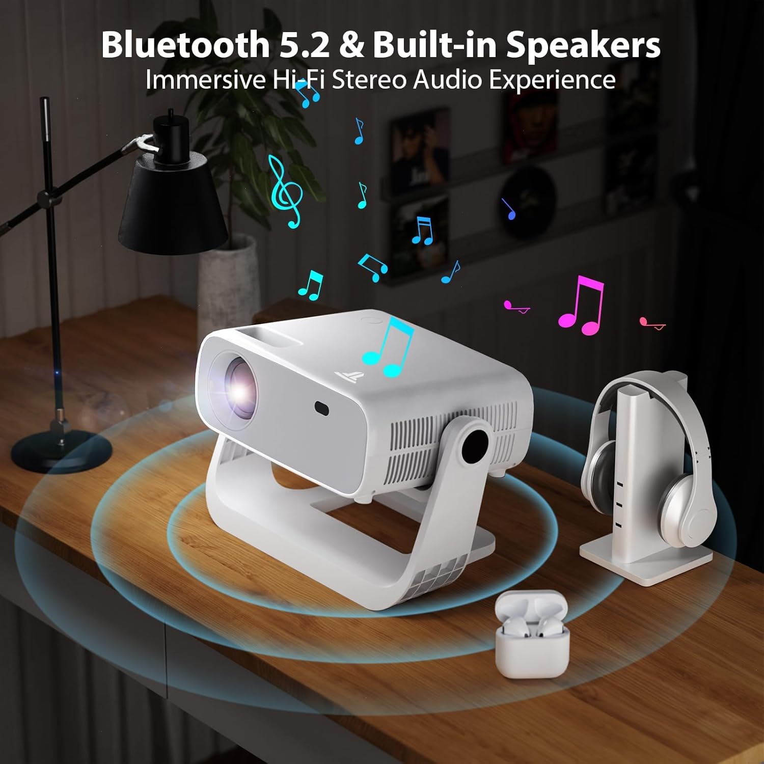2025 Smart WiFi 6 Bluetooth Mini Portable Projector Native 1080P 4K Support Grey - Image 7