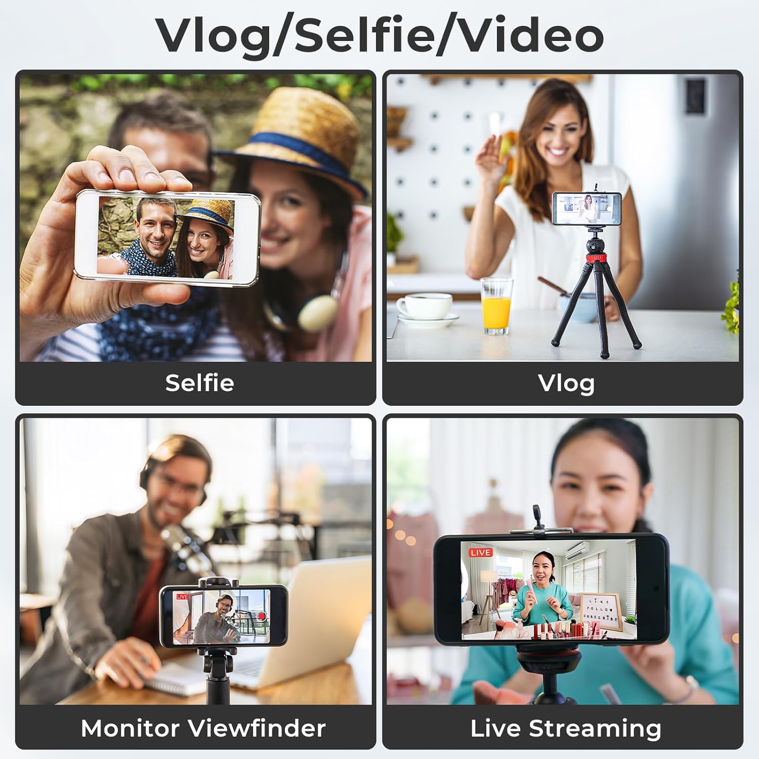 Magnetic Wireless Selfie Monitor Screen for iPhone Android, 1800mAh, Bluetooth Remote, 3-Level Brightness, White - Image 8