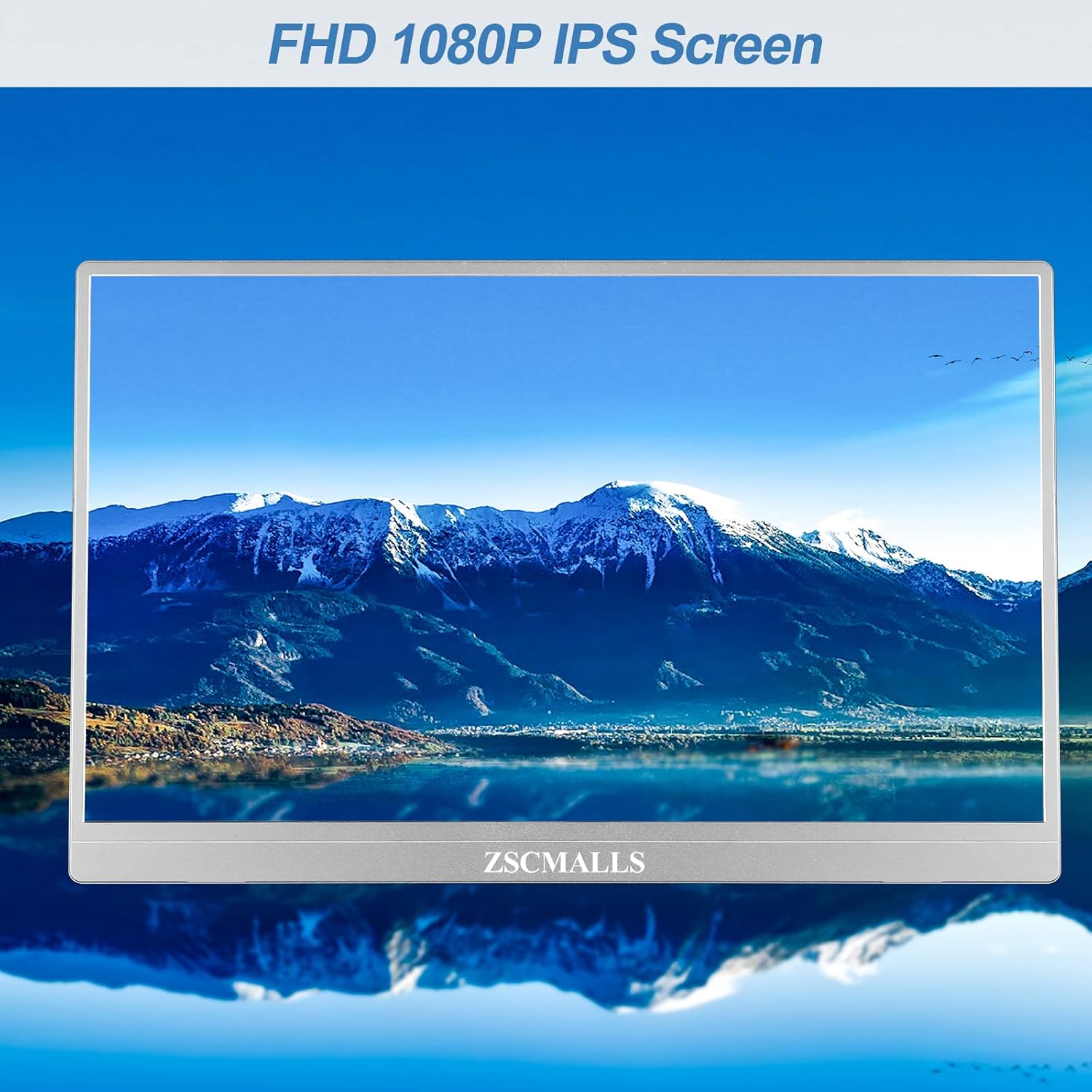 ZSCMALLS 15.6 Inch 1080P FHD HDR IPS Portable Monitor with Smart Cover Speakers Grey Metallic Casing - Image 2