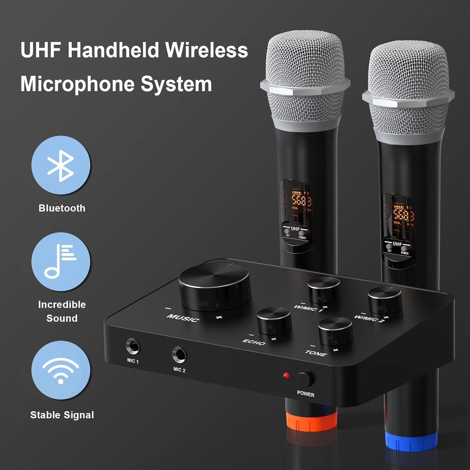 HDMI Wireless Karaoke Mixer System with Dual Handheld Microphones for Smart TV PC Speaker Amplifier - Image 2