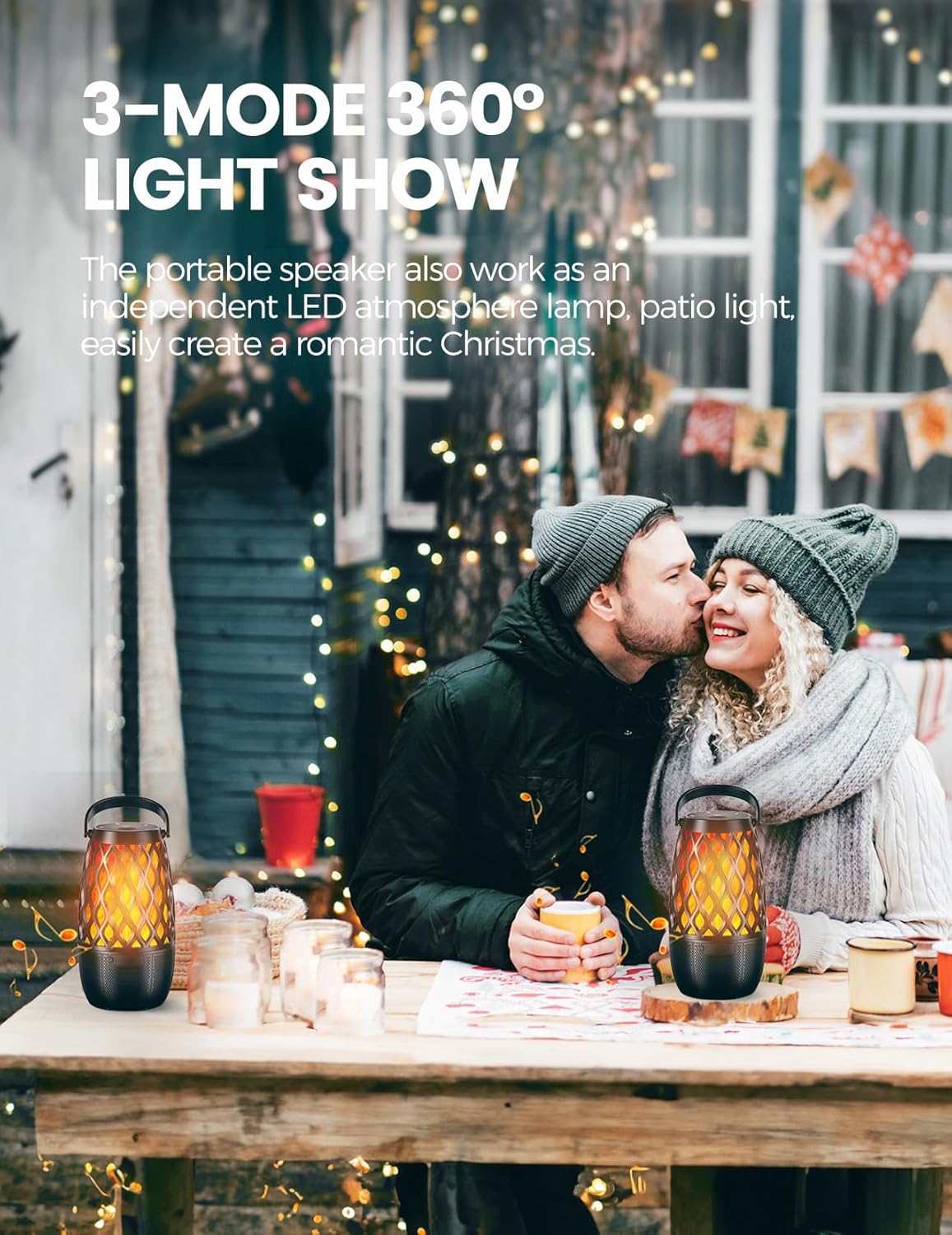 Outdoor Bluetooth Speaker Gift for Men HD Stereo Sound with Multi-Sync Lights IPX5 Waterproof Large Capacity - Image 7