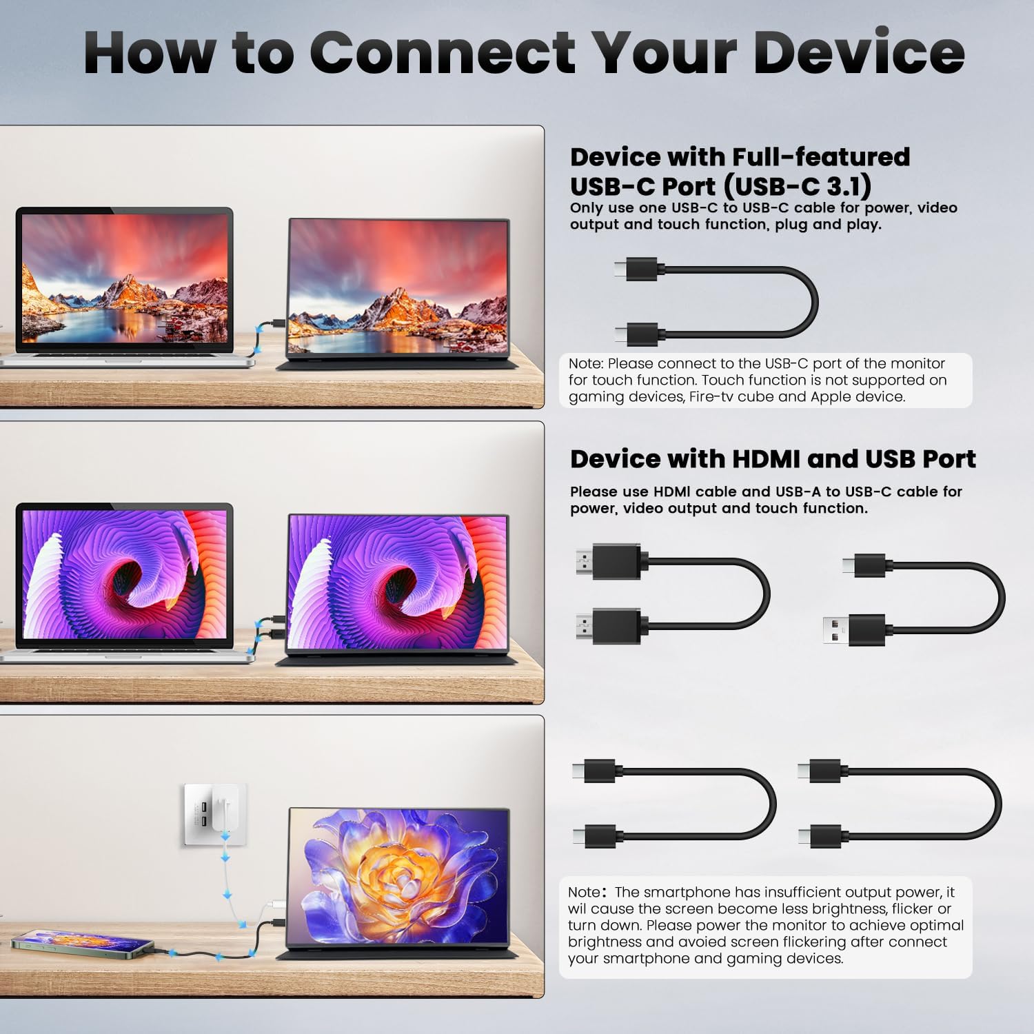 16 Inch Portable Touchscreen Monitor HDR10 Metal Shell with Smart Cover and Speakers, IPS 1920x1200P USB-C HDMI Secondary Display - Image 3