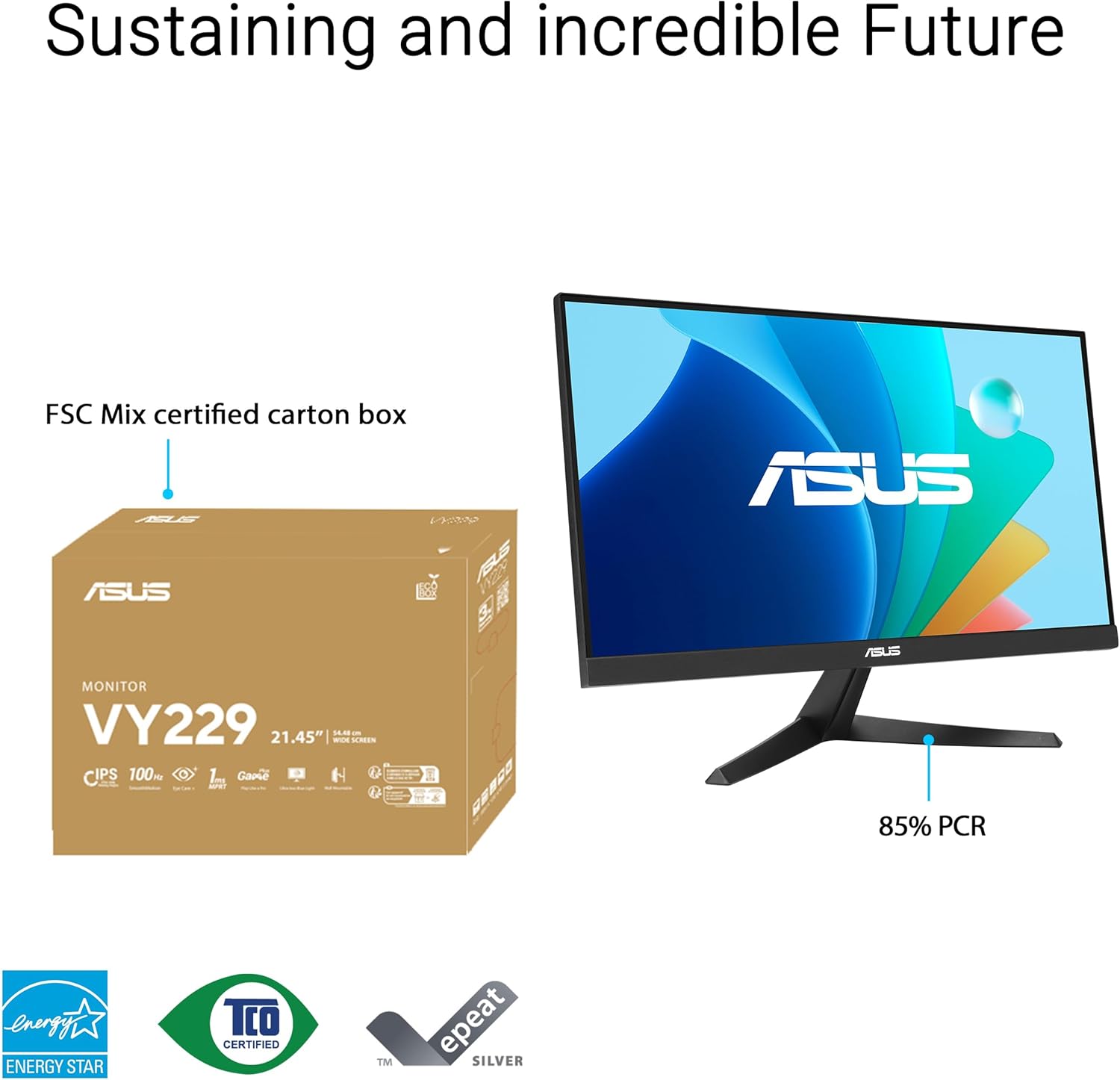 ASUS VY229HF 21.5 Inch Full HD 100Hz IPS Eye Care Monitor with Adaptive Sync - Image 6