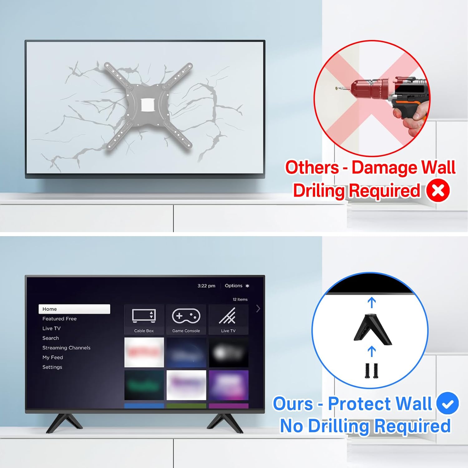 Replacement TV Stand Feet for Onn Roku TVs 24 to 55 Inch Models - Image 3