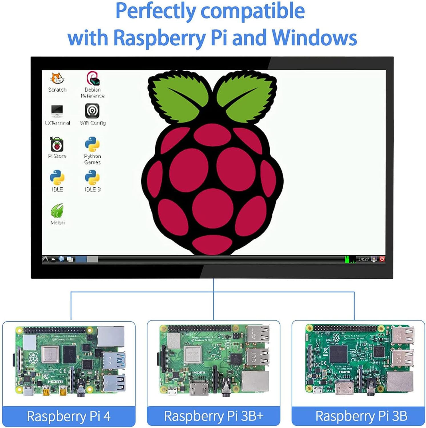 10.1 Inch Touchscreen Monitor 1024x600 Portable HDMI IPS Display for Raspberry Pi 5/4/3/2/Zero 16:9 Win11/10/8/7 Free-Driver - Image 4