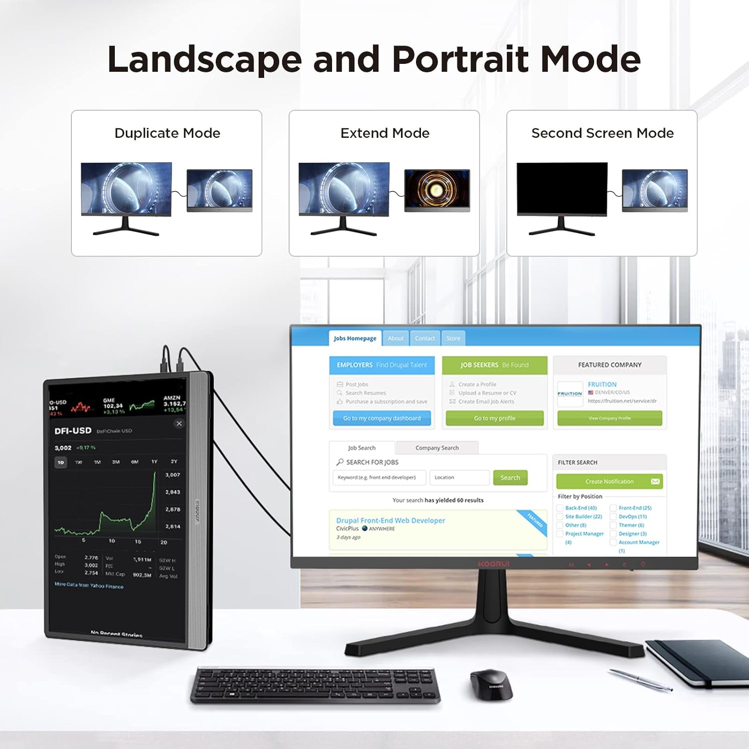 KOORUI 15.6 Inch 1080P FHD Portable Laptop Display IPS USB-C HDMI Travel Monitor w/Cover & Speakers - Image 5
