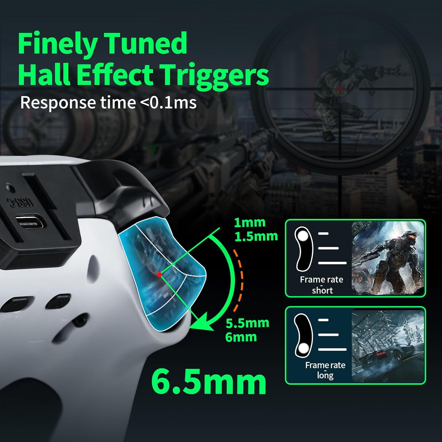 NBCP Wireless Pro Controller for PC, Switch 2 1, PS3, Android, iOS - Hall Effect, Display, Back Buttons, Turbo, 5-Level Vibration - Image 4