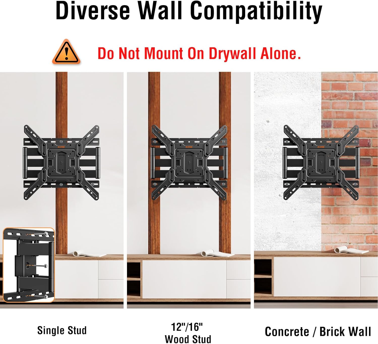 ELIVED Ultra Slim Full Motion TV Wall Mount 26-60 Inch, 88 lbs Capacity, Swivel Tilt - Image 6