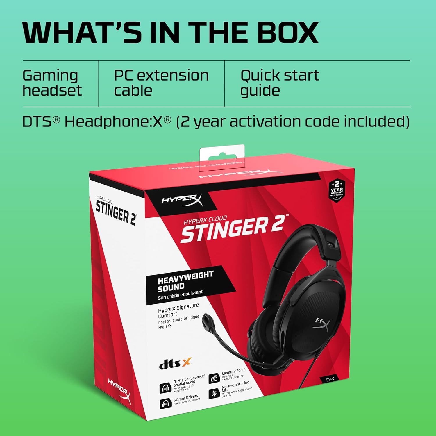 HyperX Cloud Stinger 2 Wired Gaming Headset Black Lightweight Over-Ear with Mic 50mm Drivers - Image 8