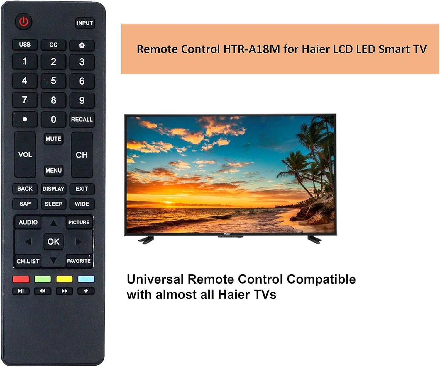 Haier Remote Control HTR-A18M for LCD LED TVs with 58F3281 32D3000 and other models - Image 2