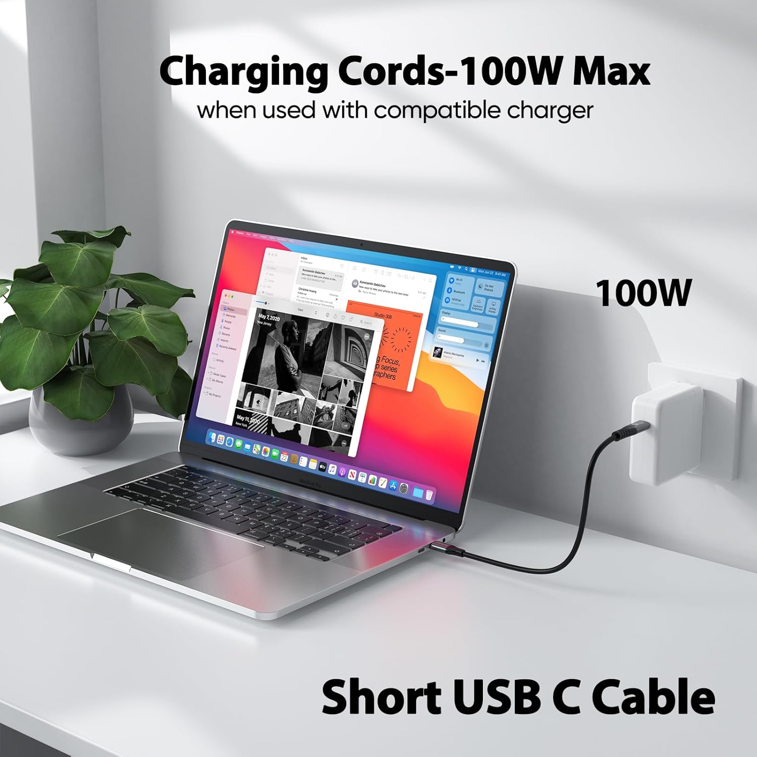 2-Pack 1.6FT Short USB C Cable 10Gbps 100W 8K Video CarPlay Cord for S9-S25 iPhone 16 15 - Image 3