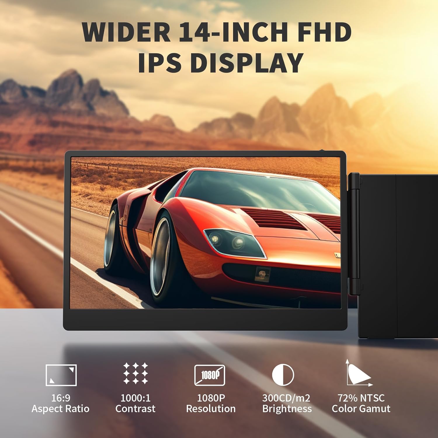 14 Inch FHD 1080P IPS Triple Portable Laptop Monitor 300% More Efficient Foldable Display with Stand for 13-17.3" Laptops Plug & Play Windows Chrome Mac - Image 5