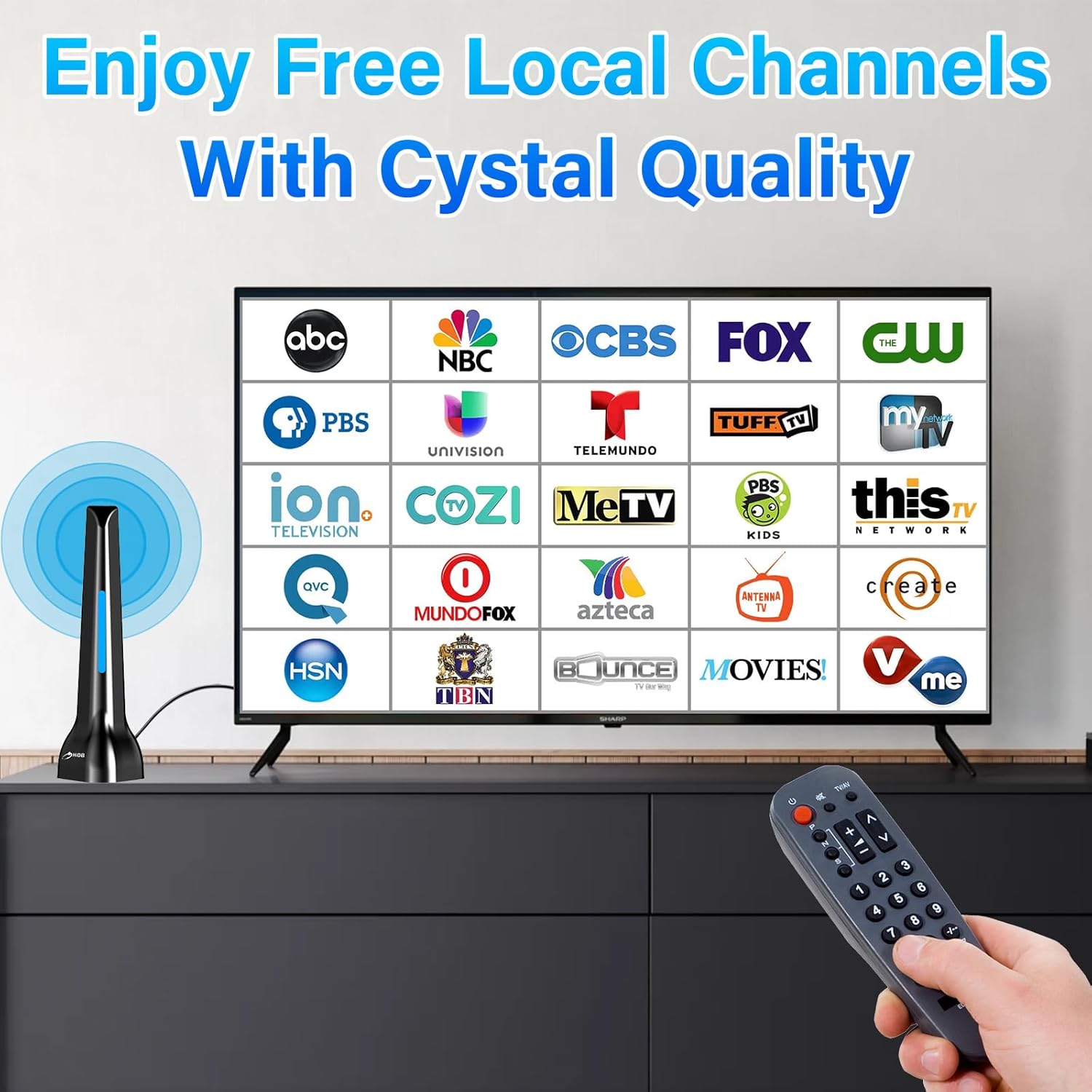 2025 Upgraded Smart TV Indoor HDTV Antenna Long Range 360° Reception 4K 1080p - Image 9