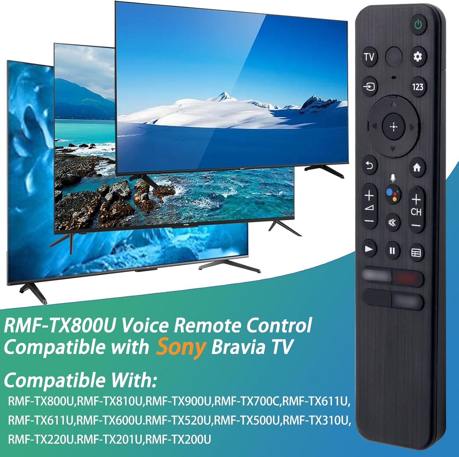 Sony RMF-TX800U Smart TV Voice Remote Control for XR XBR KD Series 4K LED OLED Google Android TVs - Image 2