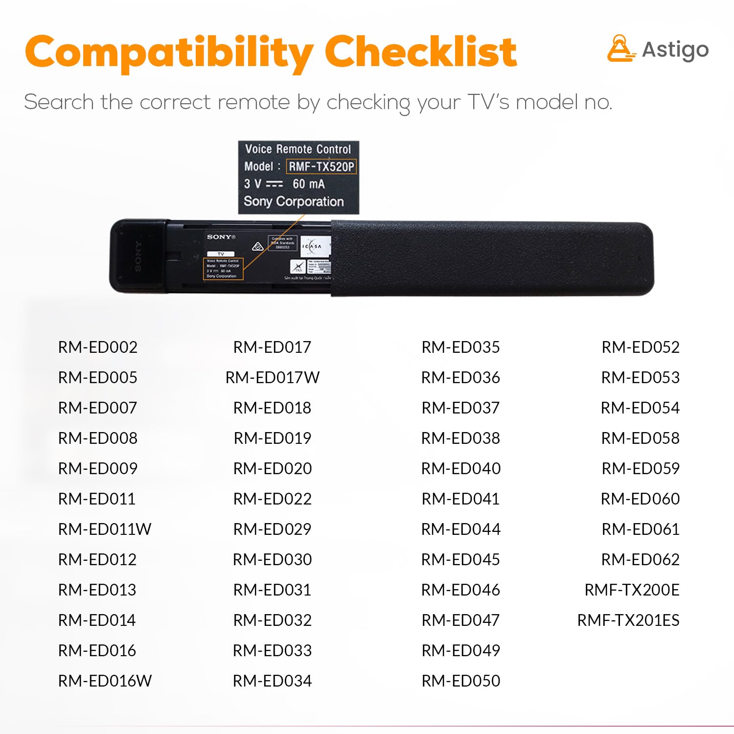 Astigo Universal Replacement Remote Control for Sony Bravia OLED TVs RM-L1370 New - Image 5