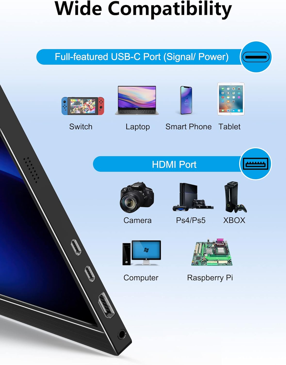 16-Inch 4K Portable Monitor 3840x2400 IPS USB-C HDMI Computer Gaming Display with Speakers - Image 5