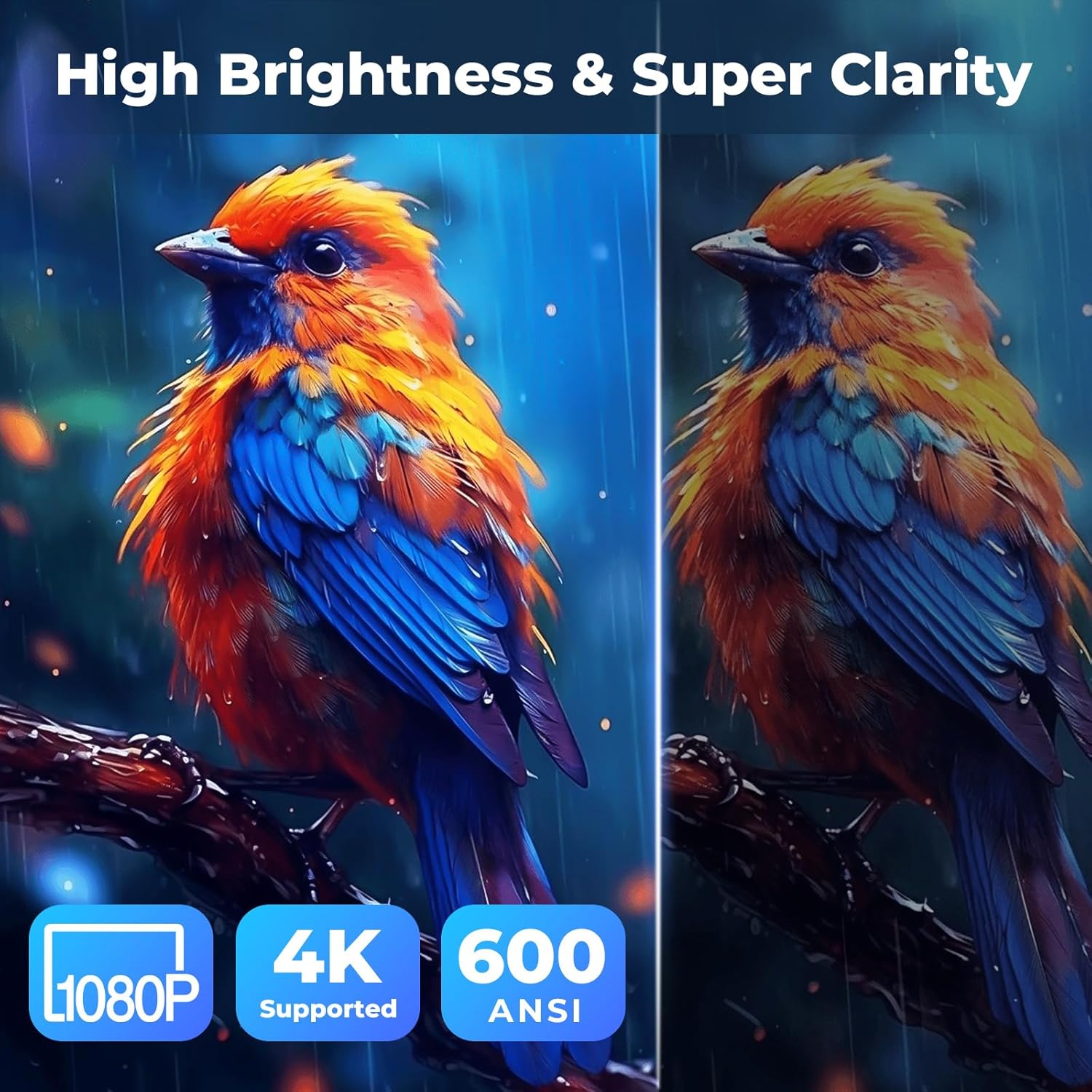 600 ANSI 4K Supported Outdoor Smart Projector Native 1080P WiFi6 Bluetooth 150" Display - Image 6
