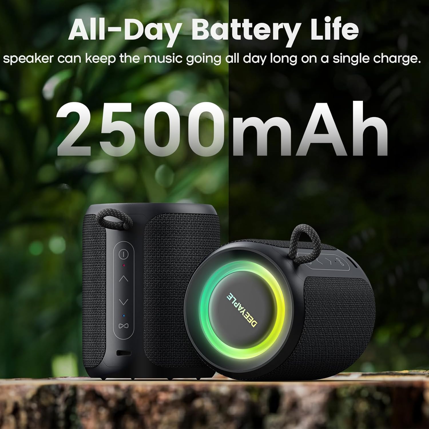 15W Portable Waterproof Bluetooth Speaker with 2500mAh Battery and Dynamic Lights Black - Image 3