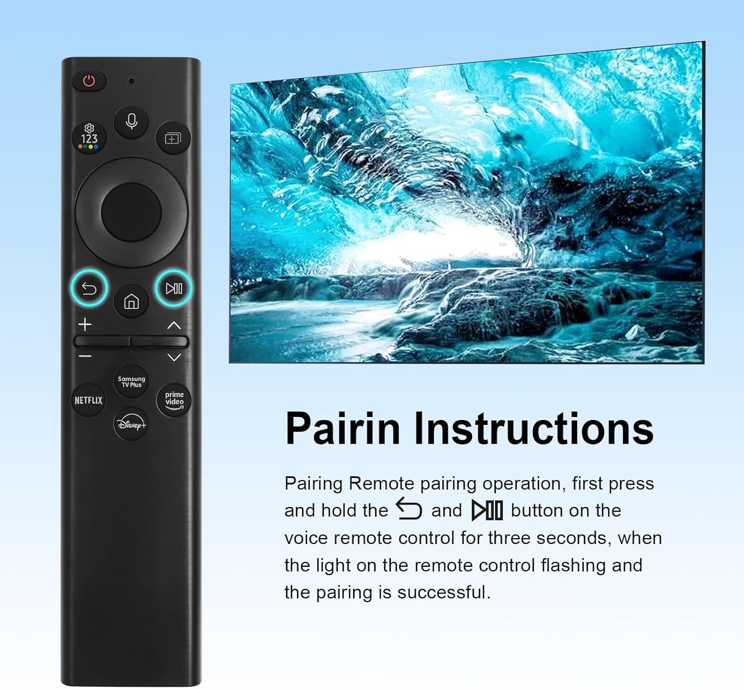 Rechargeable Solar TV Remote Control for Samsung Frame Smart TVs Voice Bluetooth 4 Shortcut Buttons - Image 4