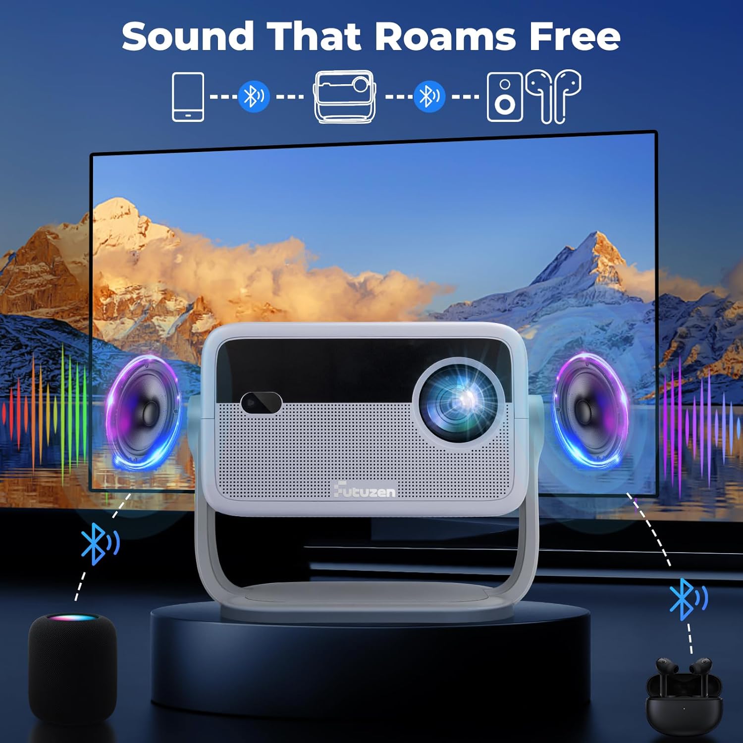 600 ANSI 4K Supported Outdoor Smart Projector Native 1080P WiFi6 Bluetooth 150" Display - Image 7