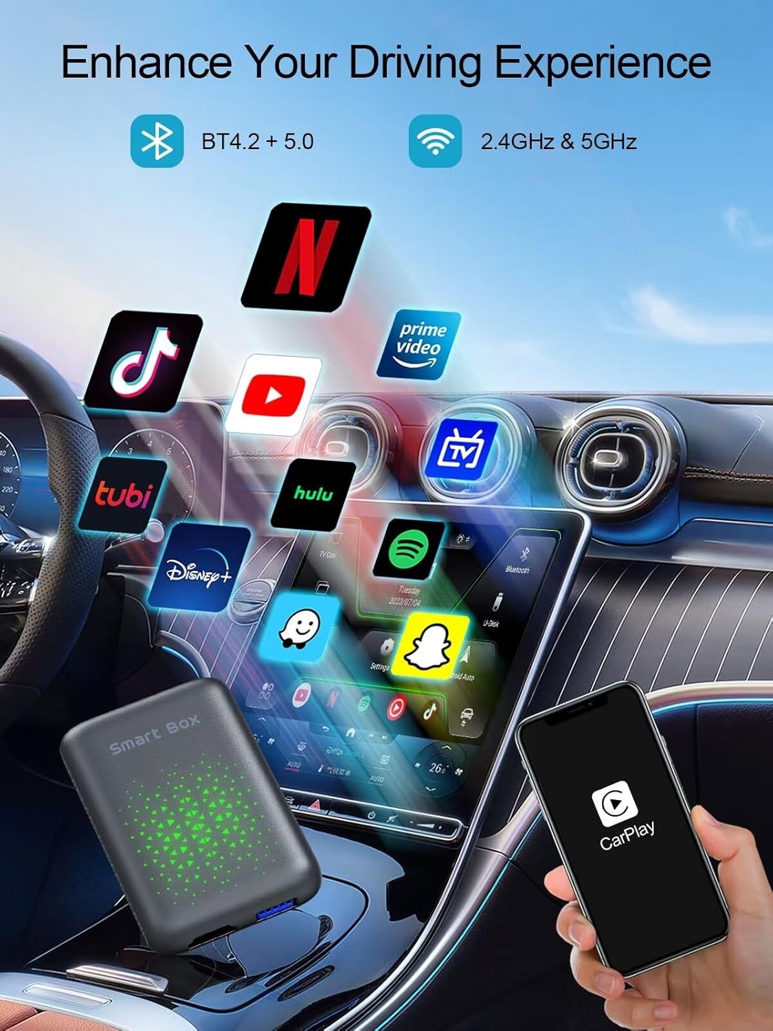 Wireless Carplay Android Auto AI Box 2.0 with YouTube Netflix Streaming HDMI Dongle - Image 5