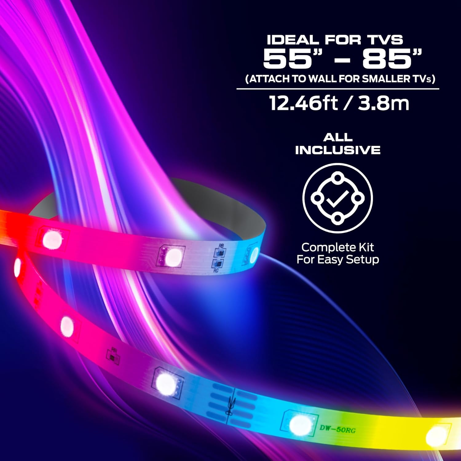 Monster TV Backlight LED Light Strip, HDMI Color Sync Box, Up to 85 Inch, Smart Wi-Fi RGB+IC Flow - Image 5